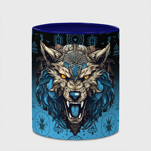 Кружка цветная Скандинавский волк Фенрир / 3D-Белый + синий – фото 2