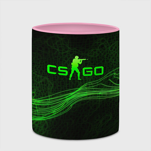 Кружка цветная CSGO green abstract / 3D-Белый + розовый – фото 2