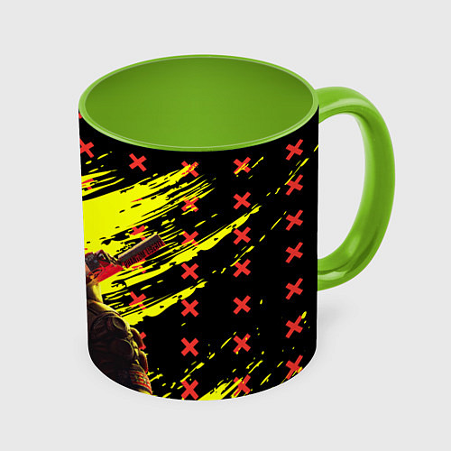 Кружка цветная Cyberpunk 2077 Phantom Liberty / 3D-Белый + светло-зеленый – фото 1