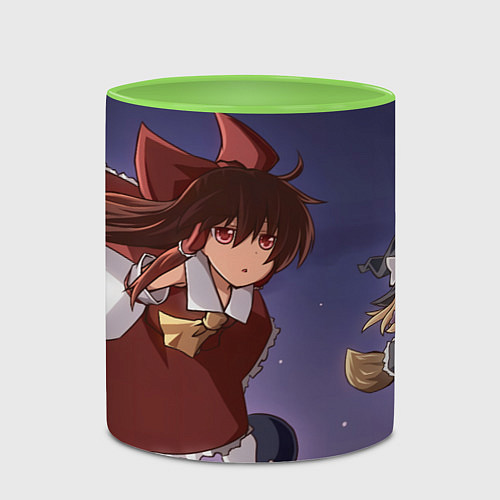 Кружка цветная Touhou Project Reimu Hakurei Marisa Kirisame / 3D-Белый + светло-зеленый – фото 2