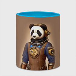 Кружка 3D Крутой панда в стиле стимпанк - нейросеть, цвет: 3D-белый + небесно-голубой — фото 2
