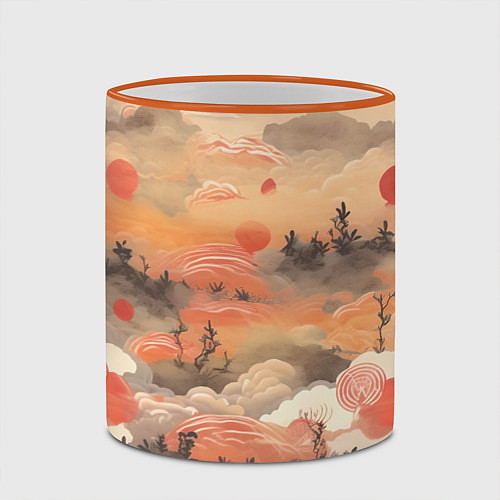Кружка цветная Japen pattern / 3D-Оранжевый кант – фото 2
