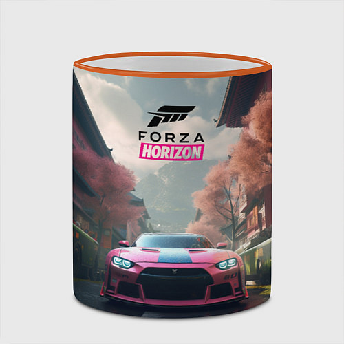 Кружка цветная Forza horizon game / 3D-Оранжевый кант – фото 2