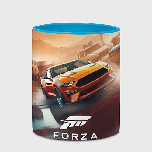 Кружка цветная Forza Horizon race / 3D-Белый + небесно-голубой – фото 2