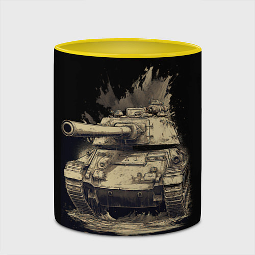 Кружка цветная Русский танк т54 / 3D-Белый + желтый – фото 2