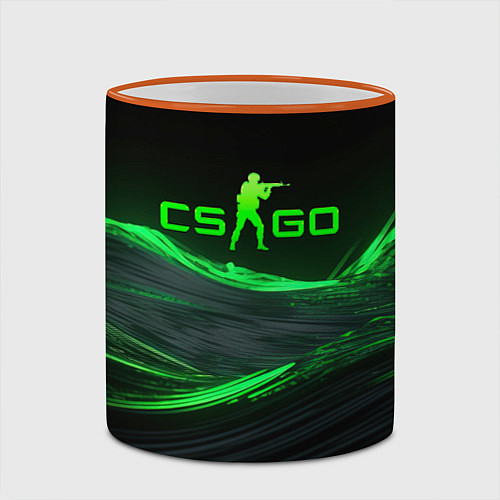 Кружка цветная CSGO neon green logo / 3D-Оранжевый кант – фото 2