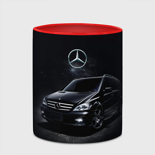 Кружка цветная Mercedes black / 3D-Белый + красный – фото 2