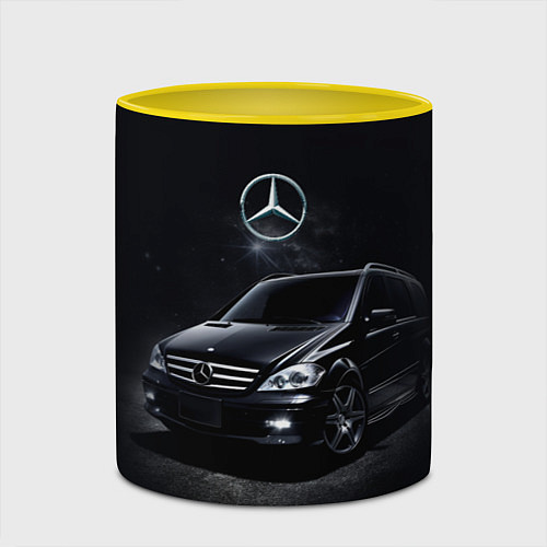 Кружка цветная Mercedes black / 3D-Белый + желтый – фото 2
