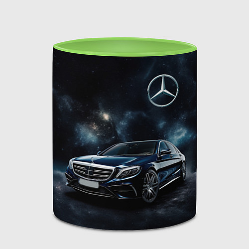 Кружка цветная Mercedes Benz galaxy / 3D-Белый + светло-зеленый – фото 2