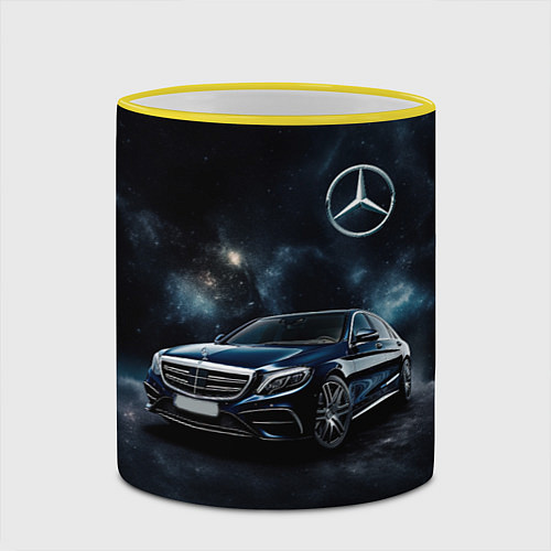 Кружка цветная Mercedes Benz galaxy / 3D-Желтый кант – фото 2