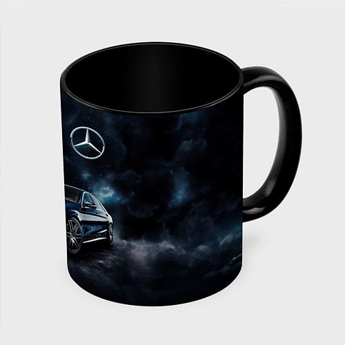 Кружка цветная Mercedes Benz galaxy / 3D-Белый + черный – фото 1