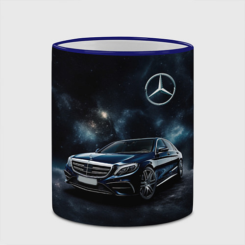 Кружка цветная Mercedes Benz galaxy / 3D-Синий кант – фото 2