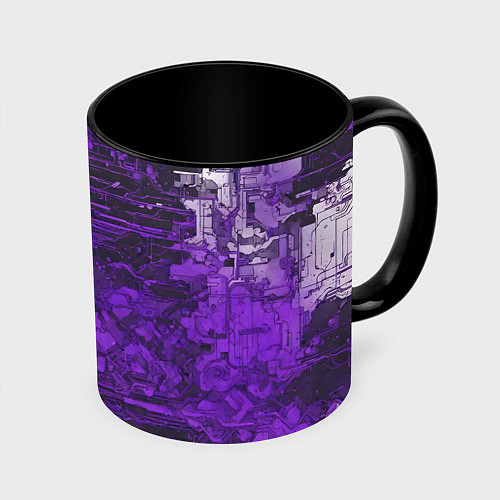 Кружка цветная Киберпанк заражение фиолетовое / 3D-Белый + черный – фото 1