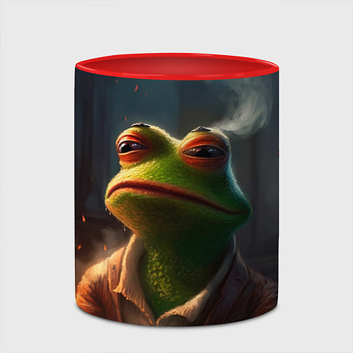 Кружка цветная Frog Pepe / 3D-Белый + красный – фото 2