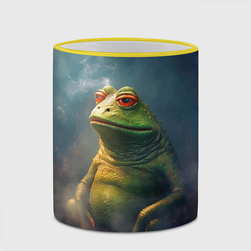 Кружка цветная Пепе лягушка / 3D-Желтый кант – фото 2
