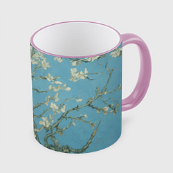 Кружка 3D Цветущие ветки миндаля - картина ван Гога, цвет: 3D-розовый кант