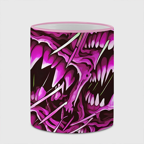 Кружка цветная Розовые кислотные клыки / 3D-Розовый кант – фото 2