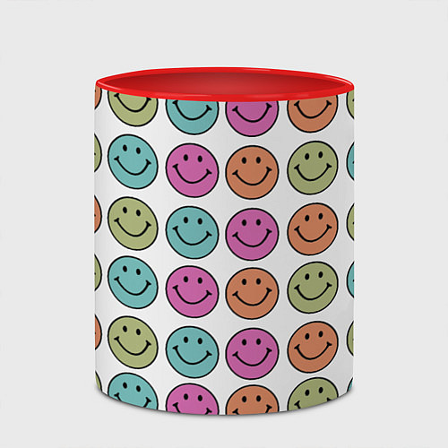 Кружка цветная Smiley face / 3D-Белый + красный – фото 2