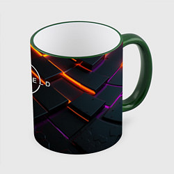 Кружка 3D Starfield logo orange abstract, цвет: 3D-зеленый кант