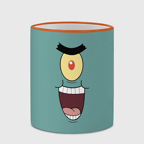 Кружка цветная Планктон злодей / 3D-Оранжевый кант – фото 2