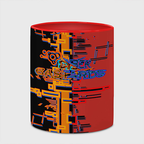 Кружка цветная Киберпанк - Cyber Bastards / 3D-Белый + красный – фото 2