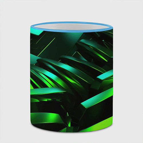 Кружка цветная Dark green abstract / 3D-Небесно-голубой кант – фото 2