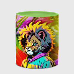 Кружка 3D Funny lion cub - pop art, цвет: 3D-белый + светло-зеленый — фото 2