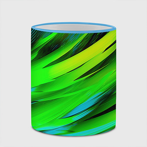 Кружка цветная Green abstract / 3D-Небесно-голубой кант – фото 2