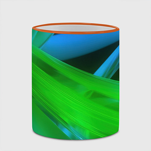 Кружка цветная Blue green abstract / 3D-Оранжевый кант – фото 2