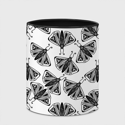 Кружка цветная Butterflies - gothic pattern / 3D-Белый + черный – фото 2