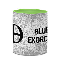 Кружка 3D Blue Exorcist glitch на светлом фоне: надпись и си, цвет: 3D-белый + светло-зеленый — фото 2