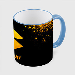 Кружка 3D Suzuki - gold gradient, цвет: 3D-небесно-голубой кант