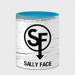 Кружка 3D Sally Face glitch на светлом фоне, цвет: 3D-белый + небесно-голубой — фото 2