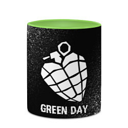 Кружка 3D Green Day glitch на темном фоне, цвет: 3D-белый + светло-зеленый — фото 2