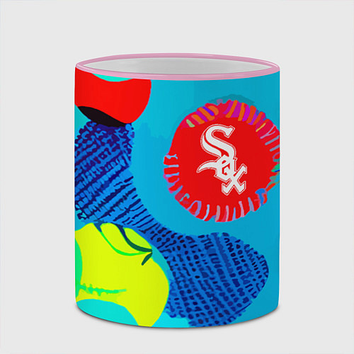 Кружка цветная Chicago White Sox - baseball team / 3D-Розовый кант – фото 2