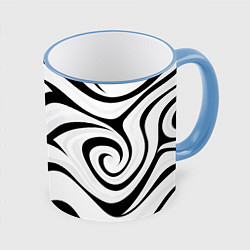 Кружка 3D Анималистическая абстракция зебры, цвет: 3D-небесно-голубой кант