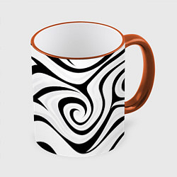 Кружка 3D Анималистическая абстракция зебры, цвет: 3D-оранжевый кант