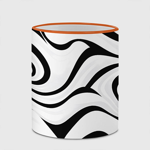 Кружка цветная Анималистическая абстракция зебры / 3D-Оранжевый кант – фото 2