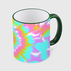 Кружка 3D Tie-Dye кислотный в стиле барби, цвет: 3D-зеленый кант