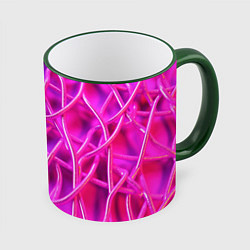 Кружка 3D Розовые абстрактные трубочки, цвет: 3D-зеленый кант