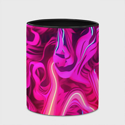 Кружка 3D Pink neon abstract, цвет: 3D-белый + черный — фото 2