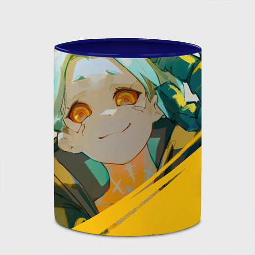 Кружка цветная Cyberpunk Edgerunners Ребекка / 3D-Белый + синий – фото 2