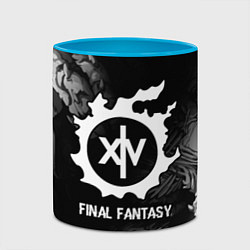 Кружка 3D Final Fantasy glitch на темном фоне, цвет: 3D-белый + небесно-голубой — фото 2