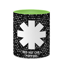 Кружка 3D Red Hot Chili Peppers glitch на темном фоне, цвет: 3D-белый + светло-зеленый — фото 2