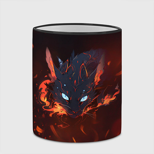 Кружка цветная Дракон кот / 3D-Черный кант – фото 2