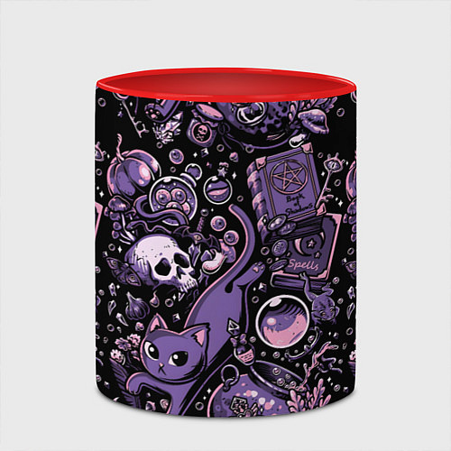 Кружка цветная Ведьминский паттерн / 3D-Белый + красный – фото 2