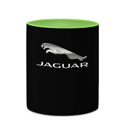 Кружка цветная Jaguar sport brend / 3D-Белый + светло-зеленый – фото 2