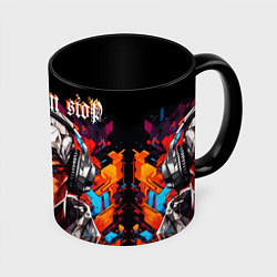 Кружка 3D Граффити парень в наушниках music non stop, цвет: 3D-белый + черный