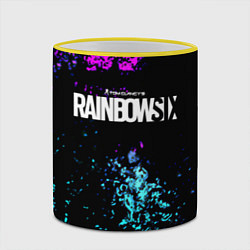 Кружка 3D Rainbow six неоновые краски, цвет: 3D-желтый кант — фото 2