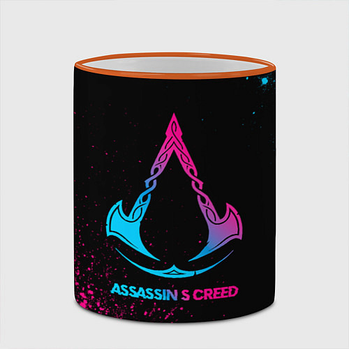 Кружка цветная Assassins Creed - neon gradient / 3D-Оранжевый кант – фото 2